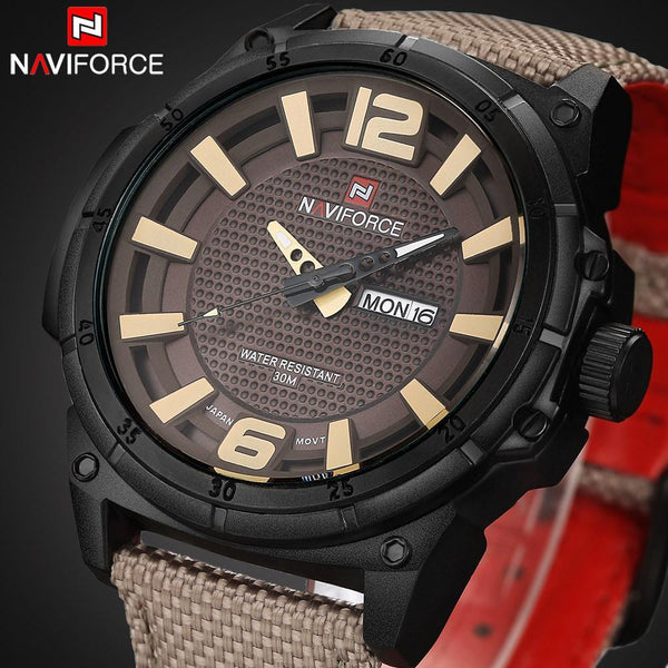 Military Watch Men  Leather Canvas - Workout Have No Limits