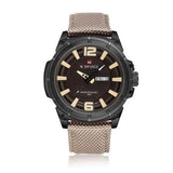 Military Watch Men  Leather Canvas - Workout Have No Limits
