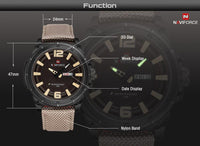 Military Watch Men  Leather Canvas - Workout Have No Limits